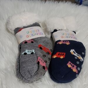 Fuzzy Slipper Socks with Car Design